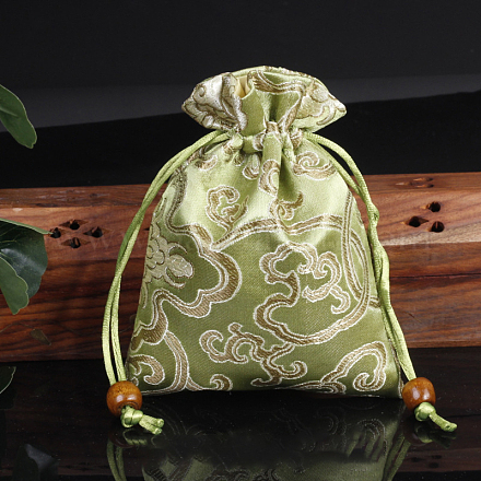 Атласные упаковочные мешочки для ювелирных изделий в китайском стиле с цветочным узором PW-WG37271-17-1