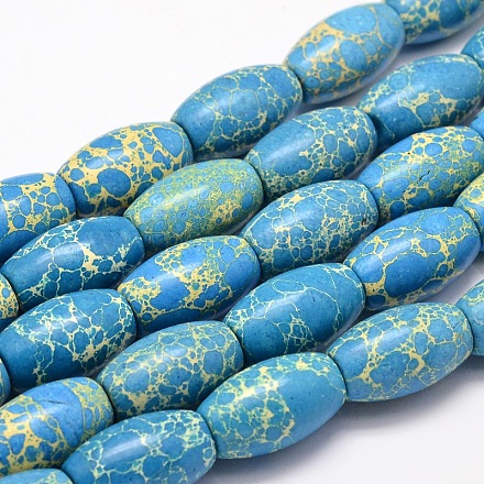 Dyed Synthetic Turquoise Barrel Bead Strands G-L402-02B-1