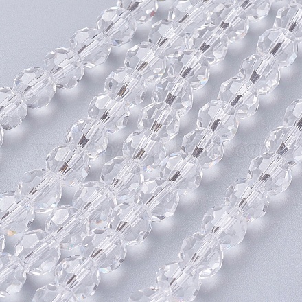 Faceted(32 Facets) Glass Round Beads Strands X-EGLA-J042-8mm-12-1