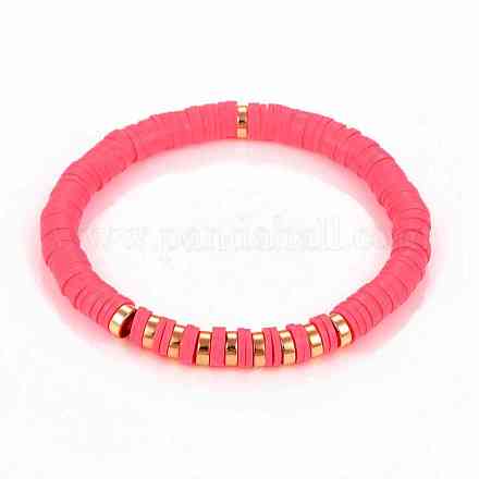Bracelets élastiques faits à la main de perles heishi en pâte polymère BJEW-JB05303-03-1