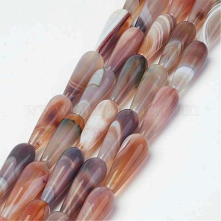Chapelets de perles en agate à rayures naturelle et teinte G-K170-01D-1