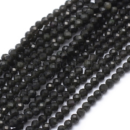 Perles naturelles d'obsidienne X-G-E411-33-3mm-1