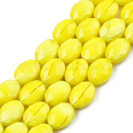 Chapelets de perles en verre opaque de couleur unie GLAA-N032-02M-1