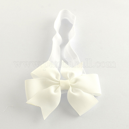 DIYの布ちょう結びとかわいい弾性赤ちゃんヘッドバンドヘアアクセサリー  ホワイト  105mm OHAR-Q002-04L-1