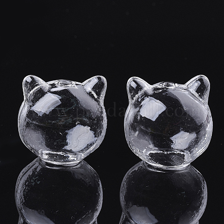 Perles de globe en verre soufflé chaton fait à la main GLAA-Q077-01-1