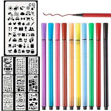 Beadthoven Drawing Painting Stencils Templates with Watercolor Pen DIY-BT0001-10-1