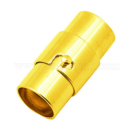 真鍮製ロッキングチューブマグネットクラスプ  コラム  鉛フリー＆カドミウムフリー＆ニッケルフリー  ゴールドカラー  18x10mm  穴：8mm KK-Q089-G-NR-1