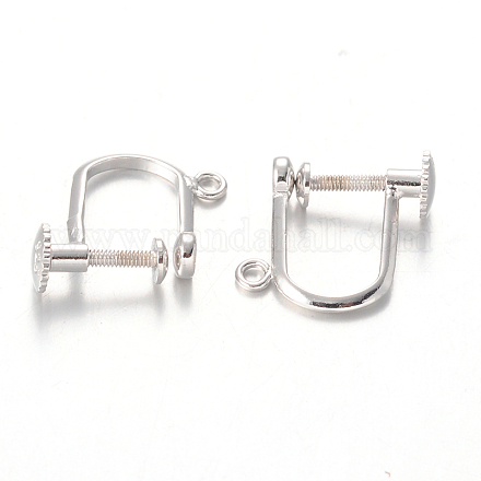 Accessoires de boucles d'oreilles clips à vis en argent sterling plaqué platine X-H1853-P-1