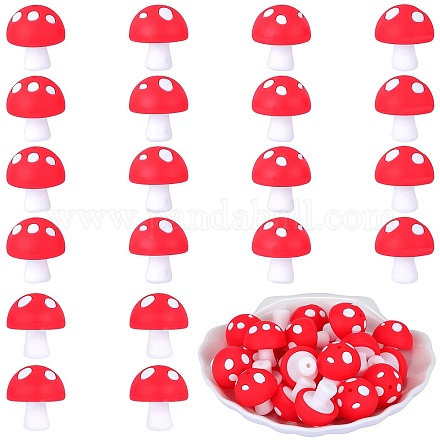 20Pcs Mushroom Silicone Focal Beads JX901D-1