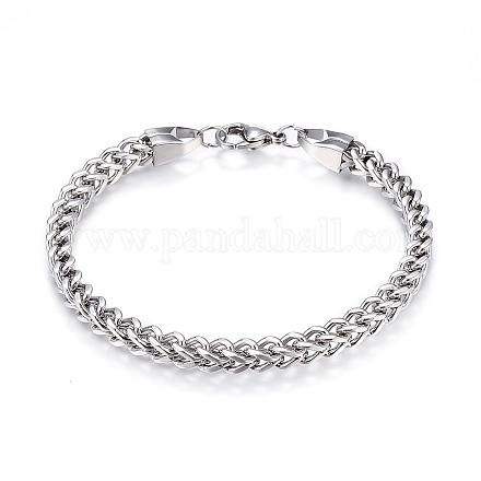 304 Stainless Steel Wheat Chain Bracelets BJEW-G525-01P-1