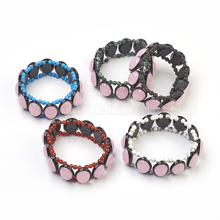 Natural & Synthetic Mixed Stone Beads Stretch Bracelets BJEW-JB03854-1