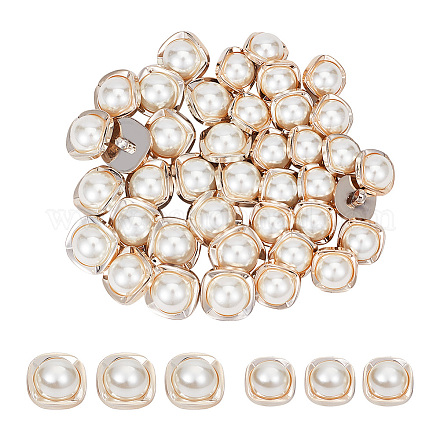 NBEADS 40 Pcs 2 Sizes Square Pearl Buttons BUTT-NB0001-56-1