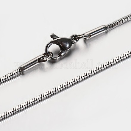 304 collares de cadena de serpiente cuadrada de acero inoxidable NJEW-M114-32-P-1