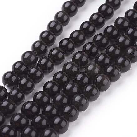 Natürlichen Obsidian Perlen Stränge G-G099-6mm-24-1