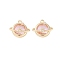 Golden Plated Brass Pendans, with Clear Cubic Zirconia and Glass, Planet Charms, Pink, 15x16.5x6mm, Hole: 1.5mm