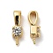 Brass Micro Pave Cubic Zirconia Peg Bails, Long-Lasting Plated, Cadmium Free & Lead Free, Real 18K Gold Plated, Square, White, 13x3.5x4.5mm, Hole: 4x1.5mm, Pin: 1mm