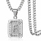 Rectangle with Letter Pattern 304 Stainless Steel Pendant Necklaces, Stainless Steel Color, Letter F, 21.65 inch(55cm)