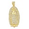 Virgin Mary Theme Rack Plating Brass Micro Pave Clear Cubic Zirconia Pendants, Long-Lasting Plated, Lead Free & Cadmium Free, Real 18K Gold Plated, Oval, Oval, 41x19.5x4mm, Hole: 4.5x3.5mm