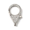 Brass Clear Cubic Zirconia Lobster Claw Clasps, Platinum, 24x14.5x5.5mm, Hole: 6.5x2mm