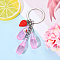 Resin Keychain, with Iron Rings, Drink, Fruit, Pink, 90mm