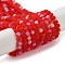 Transparent Glass Beads Strands, Faceted, Frosted, Half AB Color Plated, Rondelle, Red, 4~4.5x3.5~4mm, Hole: 1mm, about 105~110pcs/strand, 38~39cm
