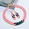 Acrylic Curb Chain Necklaces & Dangle Earrings Sets, Pink, 380mm