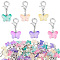 10 Sets Transparent Spray Painted Glass Butterfly Pendant Decorations, with Alloy Lobster Claw Clasps, Clip-on Charms, Mixed Color, 30mm, 6pcs/set