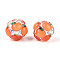 Fruit Round Resin Beads, with Polymer Clay & Rhinestone, Orange, 17~21.5mm, Hole: 2~2.5mm
