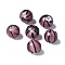 Handmade Transparent Lampwork Beads, Round with Stripe, Old Rose, 10mm, Hole: 1.4mm
