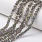 Electroplate Transparent Glass Beads Strands, Half Green Plated, Faceted, Rondelle, Silver, 8x6mm, Hole: 1mm, about 60~62pcs/strand, 39~40cm