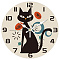 MDF Printed Wall Clock, for Home Living Room Bedroom Decoration, Flat Round, Cat Shape, 300mm