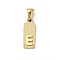 304 Stainless Steel Pendants, Golden, Rectangle with Letter Charm, Letter E, 17.5x6.5x3mm, Hole: 3x6mm