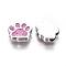 Alloy Enamel Slider Charms, Dog Paw Prints, Platinum, Hot Pink, 13x15.5x4.5mm, Hole: 2x8mm