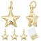 Brass Pendants, with Jump Rings, Long-Lasting Plated, Star, Real 18K Gold Plated, 13x11x4.5mm, Hole: 3mm, 20pcs
