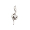 Brass Micro Pave Cubic Zirconia Pendants, Snake Charms, Platinum, 20.5x6.5x5.5mm, Hole: 1mm