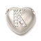 Rack Plating Brass Micro Pave Cubic Zirconia Pendants, Cadmium Free & Lead Free, Heart with Letter A~Z Charms, Platinum, Letter K, 14.5x16x6mm, Hole: 3mm
