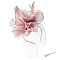 Feather Flower Mesh Veil Headband, Organza Fascinator Hats for Women Halloween Costume Party Accessories, Rosy Brown, 140x121x4.5mm
