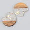 Transparent Resin & Walnut Wood Pendants, with Glitter Paillettes, Gap Flat Round, Clear, 23x24.5x3mm, Hole: 2mm