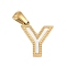 Natural White Shell Alphabet Pendants, Ion Plating(IP) Real 18K Gold Plated 304 Stainless Steel Charms, Letter Y, 17x14.5x1.5mm, Hole: 5x3mm