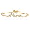 Mother's Day Brass Micro Pave Clear Cubic Zirconia Slider Bracelets, Link Bracelets for Women, Word Mama, Golden, 5-7/8~11-3/4 inch(15~30cm)