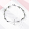 201 Stainless Steel Link Chain Bracelets, with 304 Stainless Steel Clasps and Rhinestone, Cross, Peridot, 8-1/2~8-3/4 inch(21.7~23.3cm)