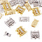 20Pcs 4 Style Brass Filigree Box Clasps, Multi-Strand Clasps, 3-Strands, 6 Holes, Rectangle, Mixed Color, 5pcs/style
