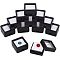 NBEADS 12 Pcs Gemstone Display Box, 1.18x1.18x0.64 Black Plastic Square Jewelry Display Container Diamond Storage Box with Clear Glass Top Lids and White Sponge for Bare Stone Naked Diamond Coins
