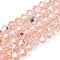 Transparent Glass Beads Strands, Bicone, Half Plated, AB Color Plated, Faceted, Dyed & Hearted, PeachPuff, 4~4.5x3.5~4mm, Hole: 0.8~0.9mm, about 80~82pcs/strand, 12.20~12.40 inch(31~31.5cm)