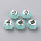 Resin European Beads, Large Hole Beads, with Silver Tone Brass Double Cores, Faceted, Rondelle, Pale Turquoise, 14x9mm, Hole: 5mm
