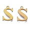 PVD Vacuum Plating  304 Stainless Steel Charms, Laser Cut, Alphabet, Antique Bronze, Letter.S, 12.5x8x0.8mm, Hole: 1mm