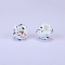 Colorful Pattern Printed Silicone Focal Beads, Colorful, 17x22.5x23mm, Hole: 3mm