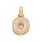Brass Micro Pave Clear Cubic Zirconia Pendants, Real 18K Gold Plated, Letter O, 31x18x5mm, Hole: 3x6mm