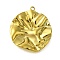 304 Stainless Steel Pendants, Textured, Flat Round Charm, Golden, 30.5x28x5mm, Hole: 1.8mm