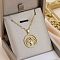 Brass Micro Pave Clear Cubic Zirconia Tree of Life Pendants, 304 Stainless Steel Chain Necklaces, Golden, 15.55 inch(39.5cm), Pendant: 24x21.5x2.5mm